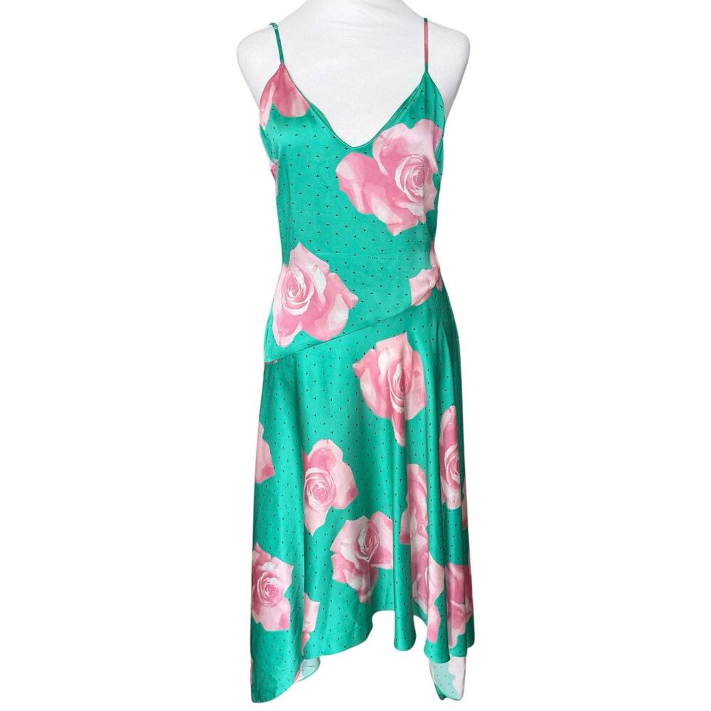 Fleur Du Mal Silk Green Pink Summer Dress Size 2